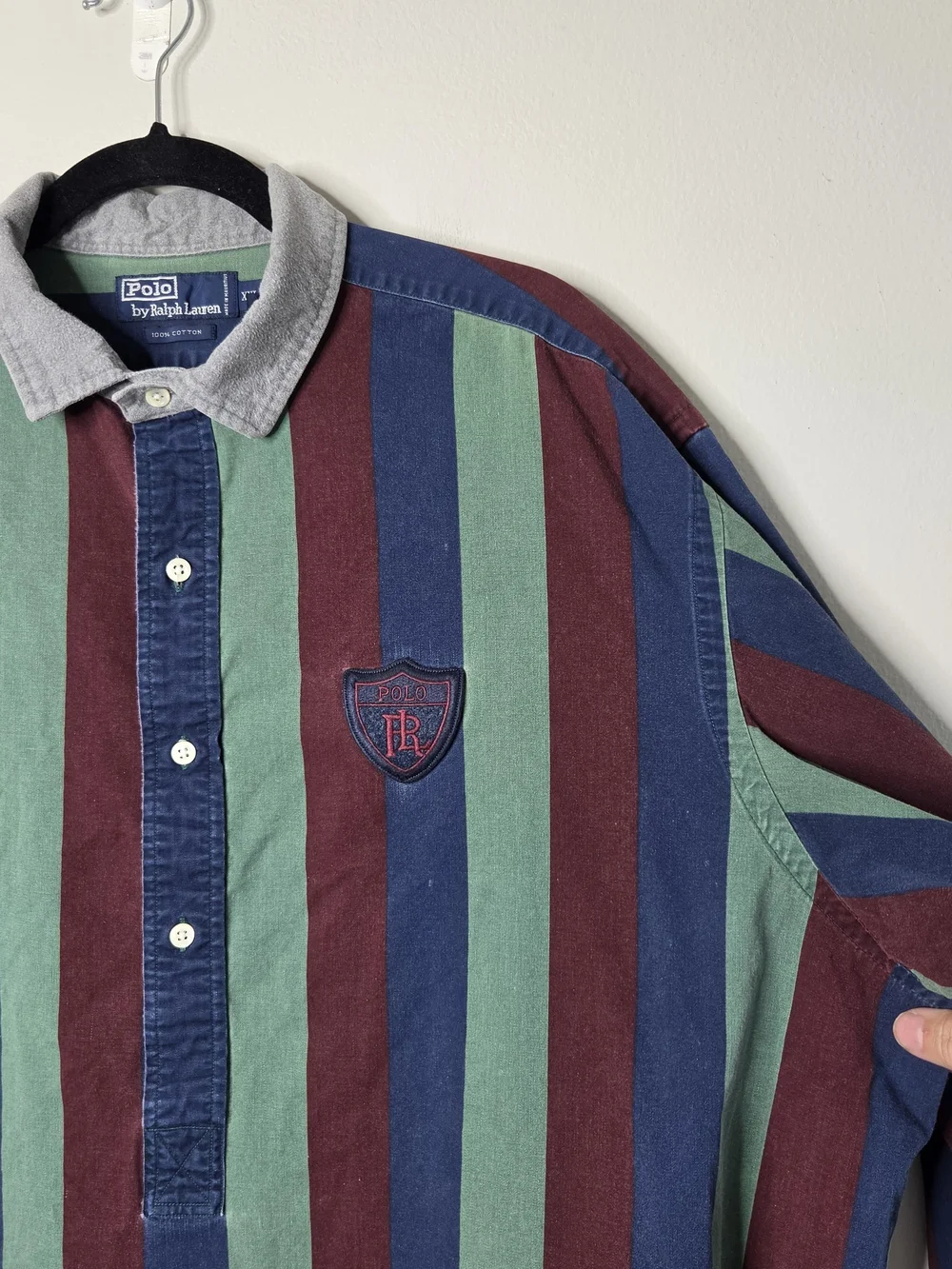 Polo by Ralph Lauren Striped Long-Sleeve Rugby Shirt - Green/Navy/Burgundy